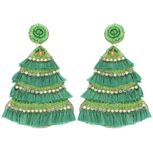 Sophia Collection - Christmas Tree Jeweled Post Earrings : Red
