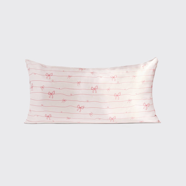 KITSCH - Satin Pillowcase in Striped Bows - King