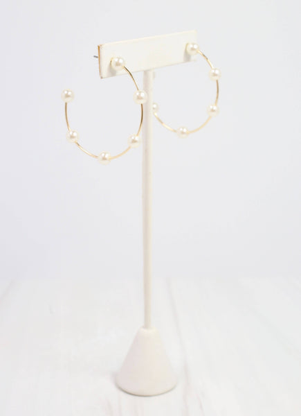 Caroline Hill - Donald Pearl Hoop Earring Gold: Default