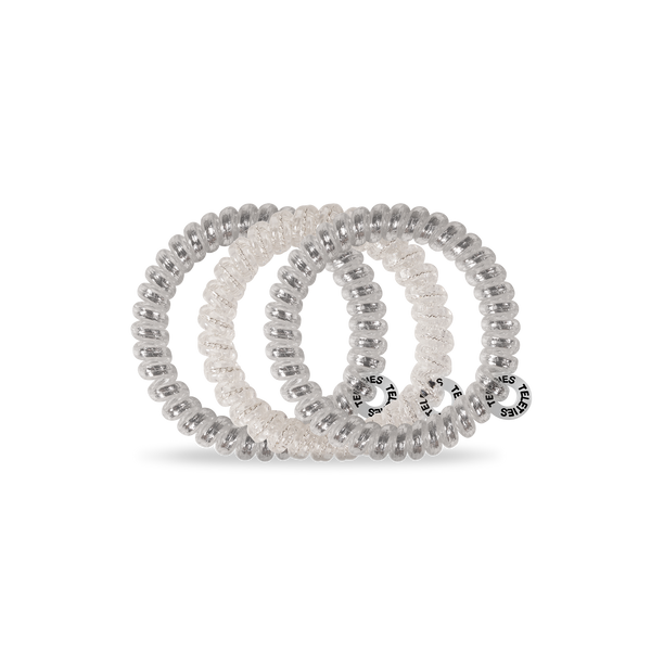 TELETIES - Spiral Hair Coils | Small | Silver Slay Hair Ties
