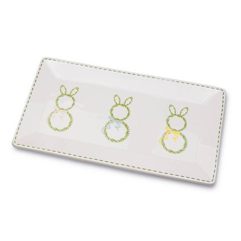 The Royal Standard - Boxwood Bunny Rectangle Platter   White/Multi   12x6.5
