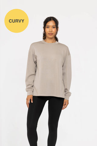 Mono B - CURVY Elevated Oversized Crew Neck: FOG / 1XL:2XL:3XL (2:2:2)