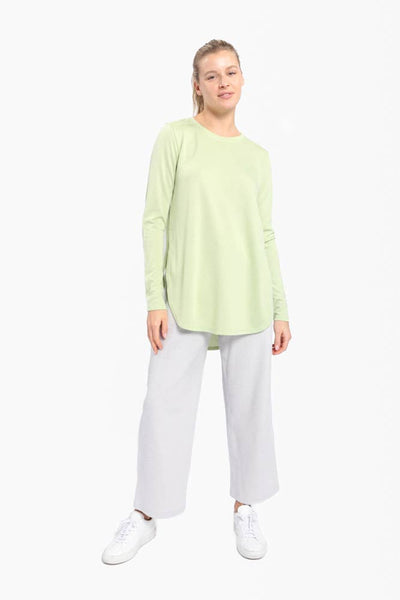 Mono B - Long Sleeve Flow Top with Side Slit: PINK / S:M:L (2:2:2)
