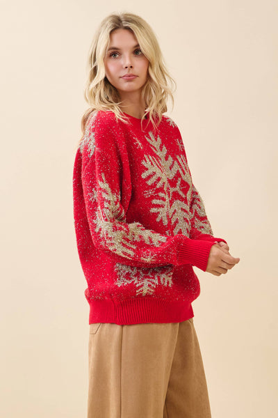 GeeGee x Lovelo - Festive Red Snowflake Sweater OT51852: Red / S