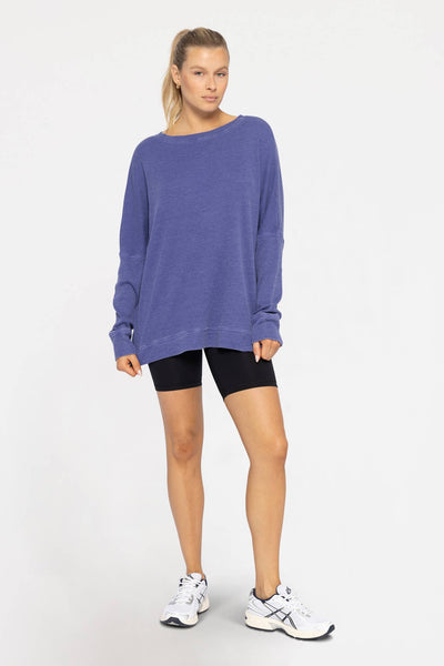 Mono B - Waffle Ribbed Roundneck Pullover: DARK BASIL / S:M:L (2:2:2)