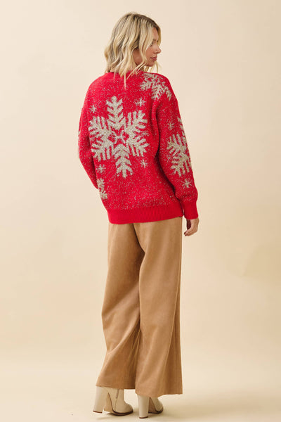 GeeGee x Lovelo - Festive Red Snowflake Sweater OT51852: Red / L