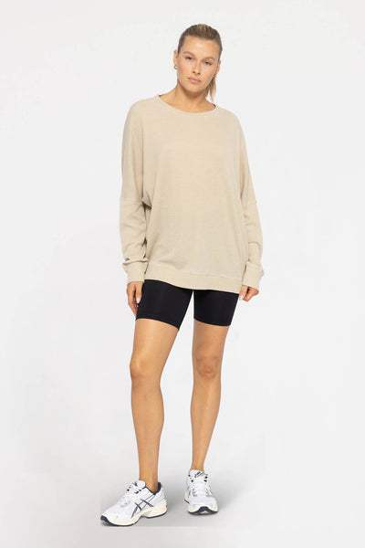 Mono B - Waffle Ribbed Roundneck Pullover: DARK BASIL / S:M:L (2:2:2)