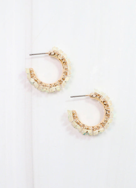 Caroline Hill - Ashleigh Flower Hoop Earring Opal: Default
