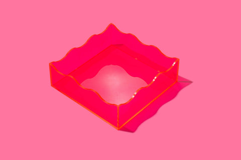 Taylor Elliott Designs - Wavy Acrylic Tray - Square - Hot Pink