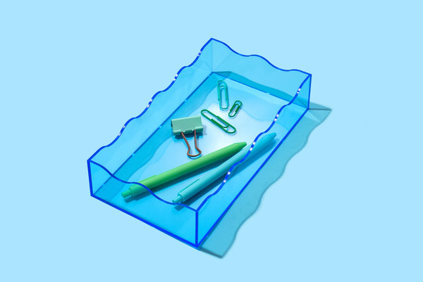 Taylor Elliott Designs - Wavy Acrylic Tray - Rectangle - Small - Blue