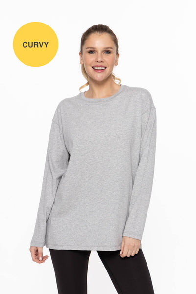 Mono B - CURVY ORGANIC COTTON LONG SLEEVE BOYFRIEND TEE: Black / 1XL:2XL:3XL (2:2:2)