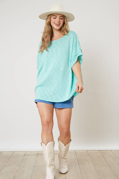 Fantastic Fawn - Short Sleeve Knit Sweater - Preorders: LAVENDER / L