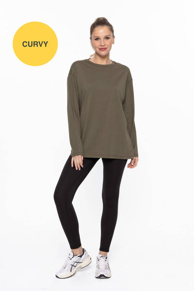 Mono B - CURVY ORGANIC COTTON LONG SLEEVE BOYFRIEND TEE: White / 1XL:2XL:3XL (2:2:2)