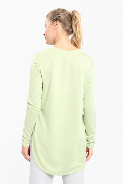Mono B - Long Sleeve Flow Top with Side Slit: PINK / S:M:L (2:2:2)