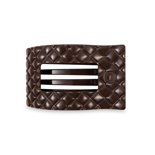 TELETIES - Flat Rectangle Hair Clip | Medium | Truly Taupe Quilted