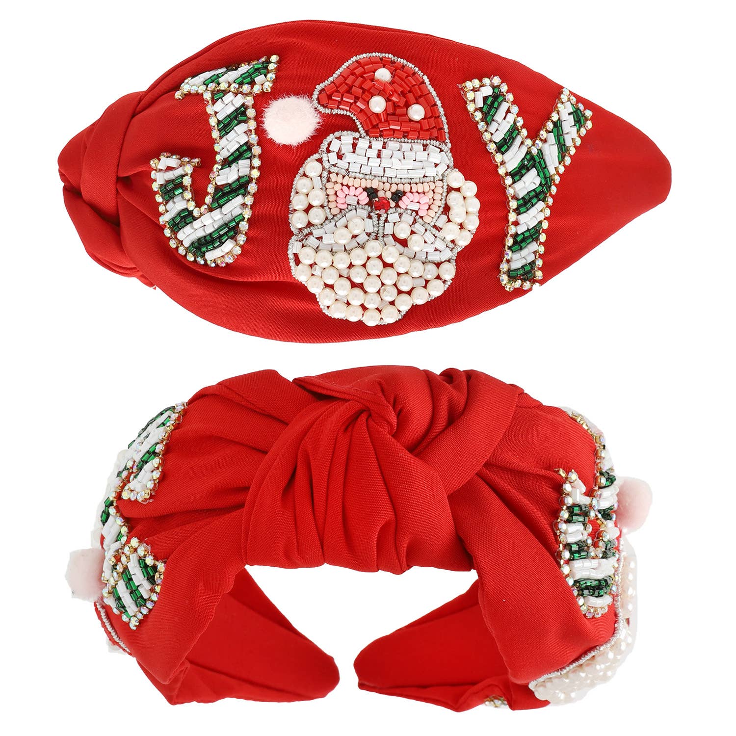 Sophia Collection - Christmas Joy Jeweled Top Knotted Headband : Red