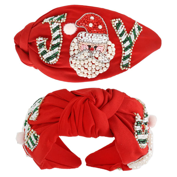 Sophia Collection - Christmas Joy Jeweled Top Knotted Headband : Pink