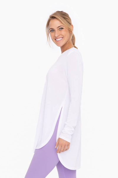 Mono B - Long Sleeve Flow Top with Side Slit: PINK / S:M:L (2:2:2)