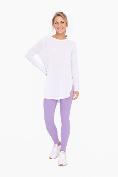 Mono B - Long Sleeve Flow Top with Side Slit: PINK / S:M:L (2:2:2)