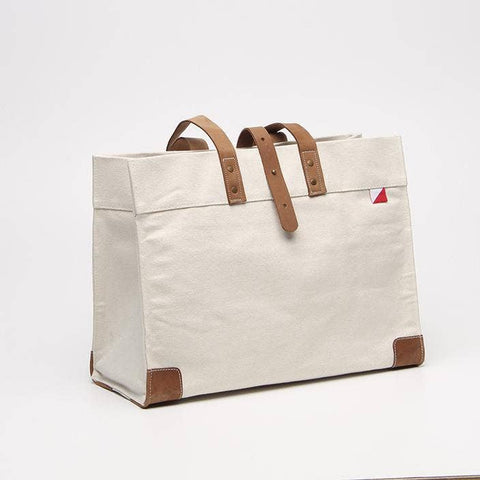 ShoreBags - Carmel Heavy Canvas Tote Bag with Leather Trim: Natural