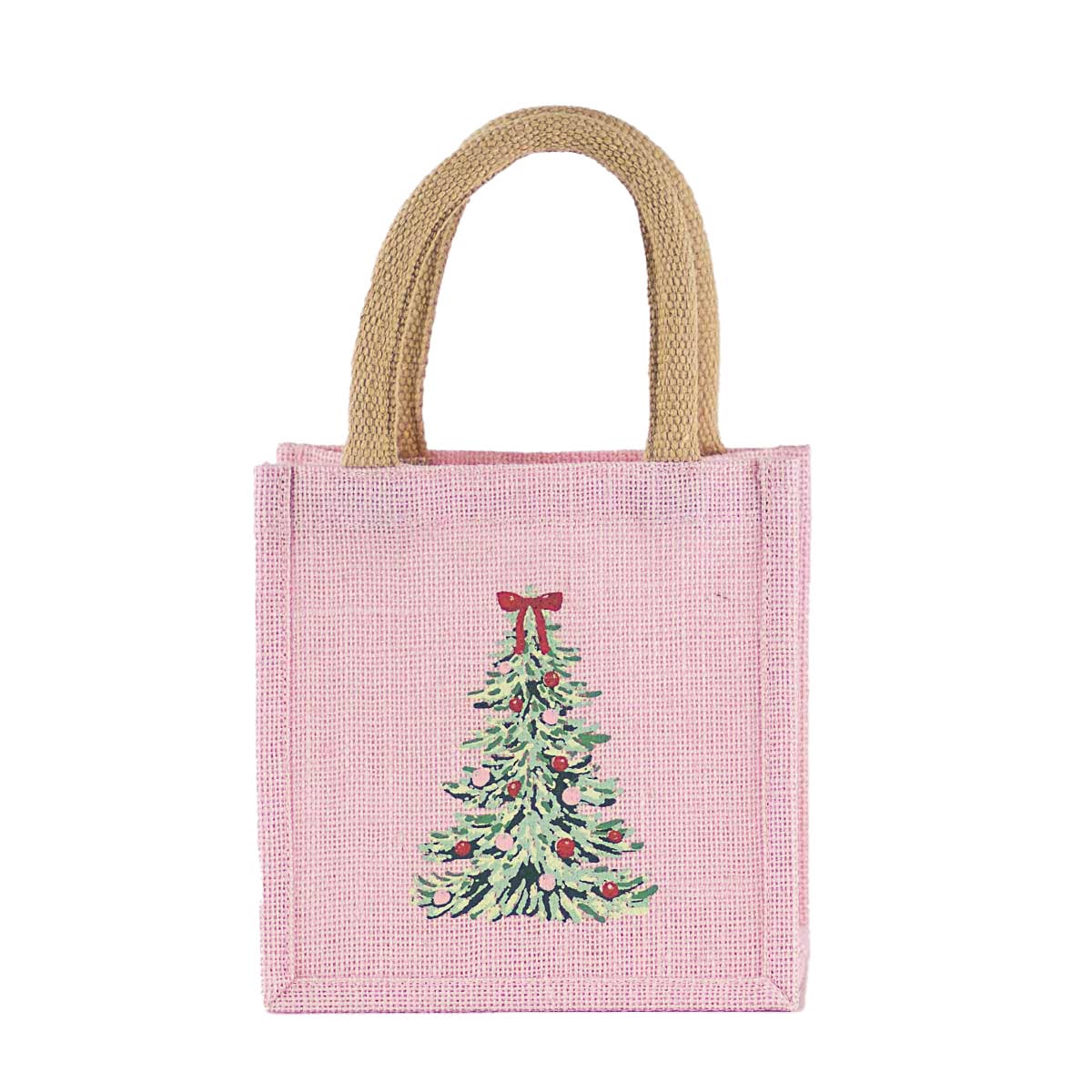 The Royal Standard - Noelle Tree Petite Gift Tote   Light Pink/Multi   7x7x5