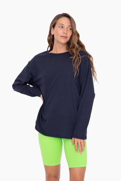 Mono B - Organic Cotton Long Sleeve Boyfriend Tee: BLACK / S:M:L (2:2:2)