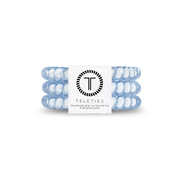 TELETIES - Spiral Hair Coils | Small | Washed Denim Hair Ties