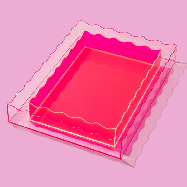 Taylor Elliott Designs - *ON SALE* Wavy Acrylic Tray - Rectangle - Medium - Hot Pink