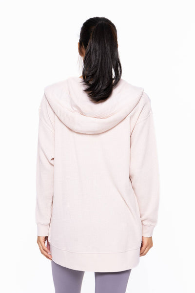 Mono B - Waffle Knit Mineral-Washed Cardigan: BLACK / S:M:L (2:2:2)