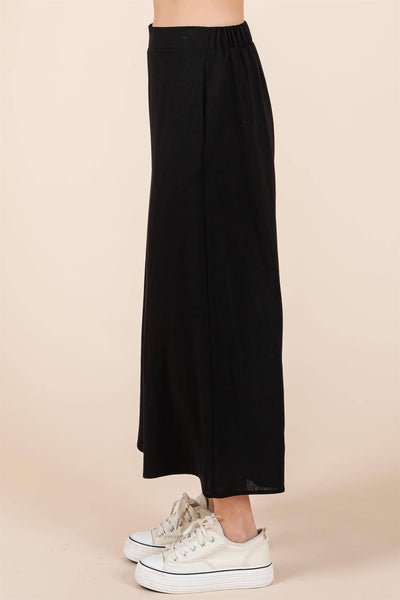 GeeGee Clothing - Sheer Linen Wide Leg Pants: WP61430: Black / L