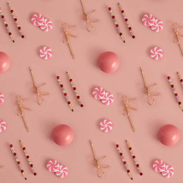 KITSCH - Holiday Gemstone and Bow Bobby Pins 4pc Set