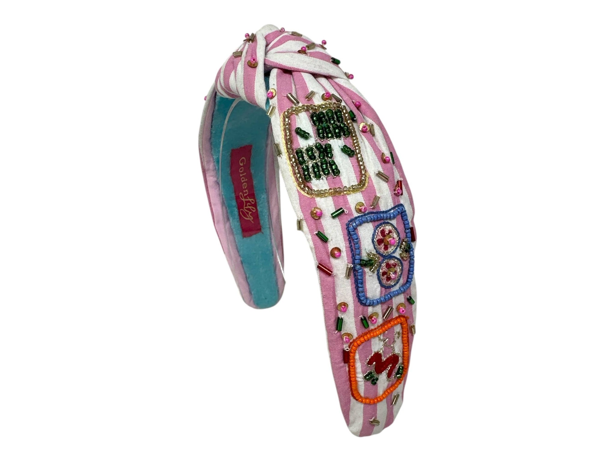 Golden Lily - Headband Knot - Mahjong Stripe