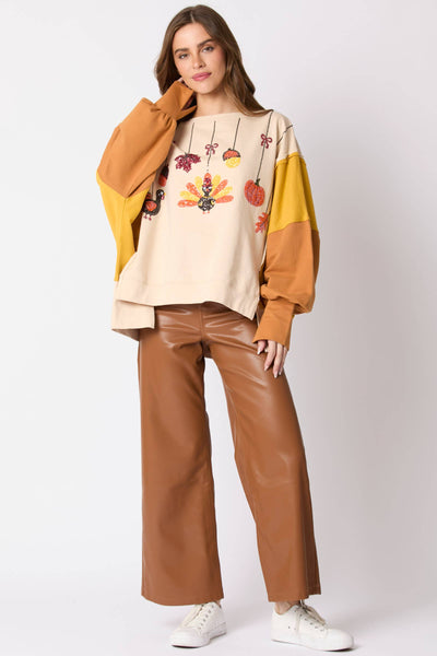 Fantastic Fawn - French Terry Color Block Pull Over