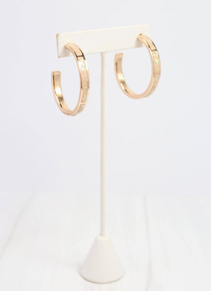 Caroline Hill - Cynthia Shell Hoop Earring Opal: Default
