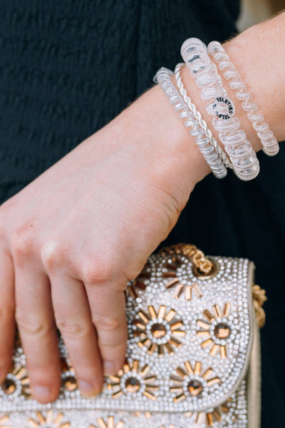 TELETIES - Spiral Hair Coils | Large | Silver Slay Hair Ties