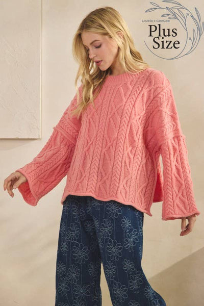 GeeGee x Lovelo - Plus Oversize Pullover OT51980PL: Dusty Pink / 2XL