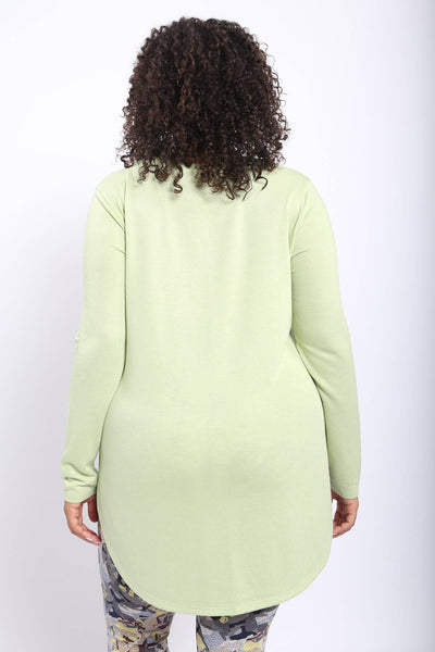 Mono B - CURVY Long Sleeve Flow Top with Side Slits: PINK / 1XL:2XL:3XL (2:2:2)
