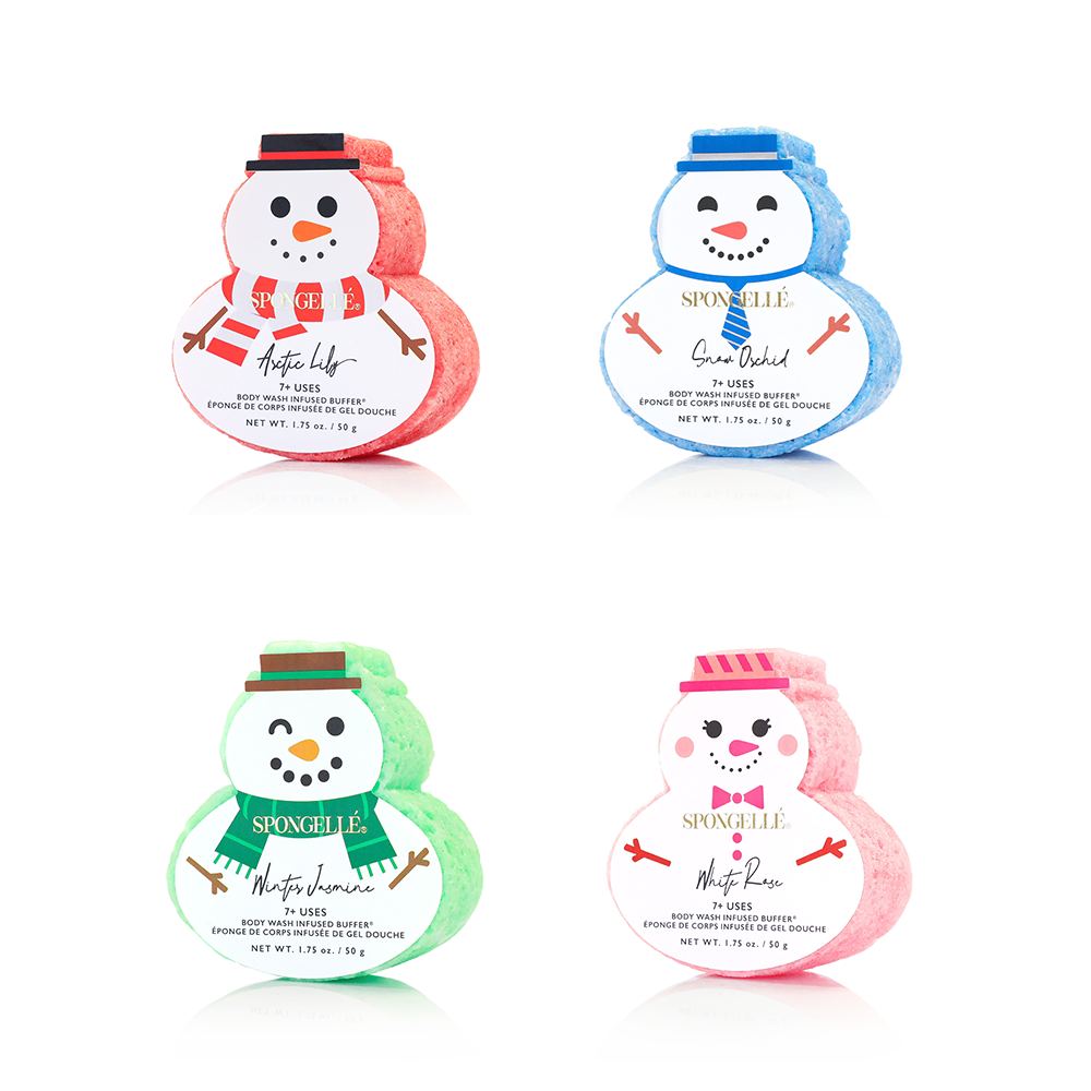 Spongellé - Snowman Holiday Buffer Assorted Pack Christmas Stocking Gift