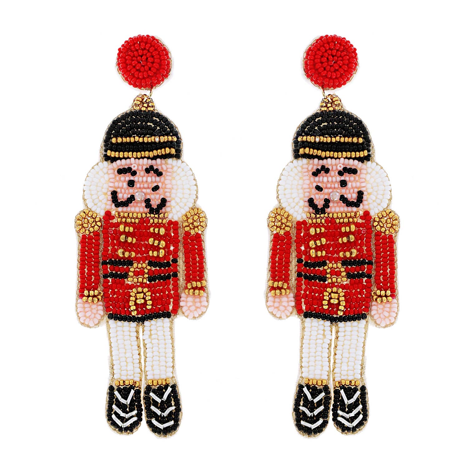 Sophia Collection - Handmade Embroidered & Beaded Nutcracker Dangle Earrings