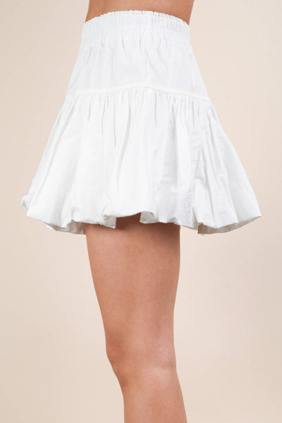 VERY J - NS50136-Bubble Mini Skirt with Inner Shorts: IVORY / S-M-L/2-2-2