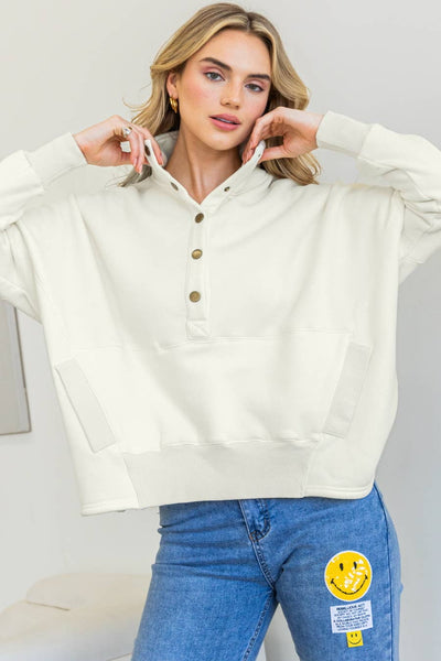 Oddi - Washed High Neck Sweatshirt: Washed Lavender / S