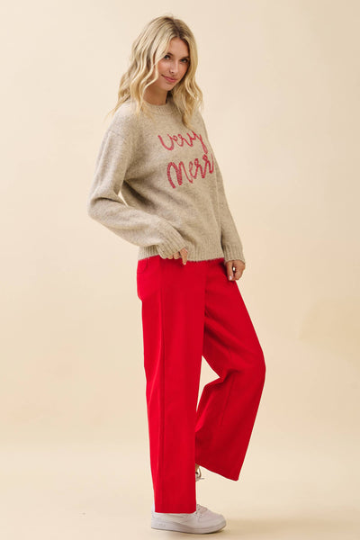 GeeGee x Lovelo - 'Very Merry' Knit Sweater CT52386: Taupe / L