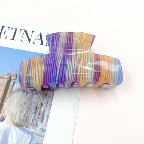 Acrylic Marbled Pinstripe Hair Claw