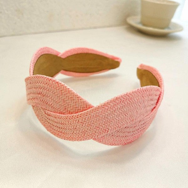 Criss Cross Woven Straw Headband