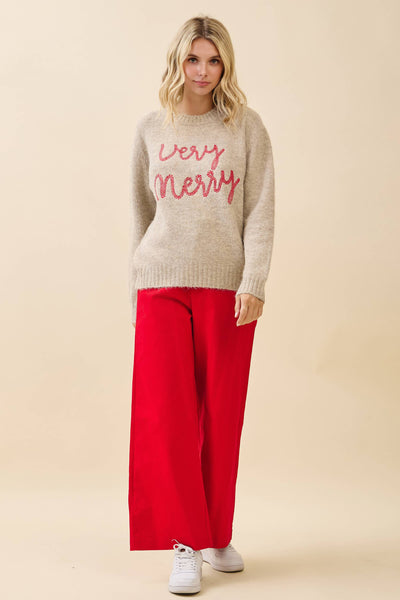 GeeGee x Lovelo - 'Very Merry' Knit Sweater CT52386: Taupe / L