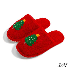 Red Christmas Tree Slippers