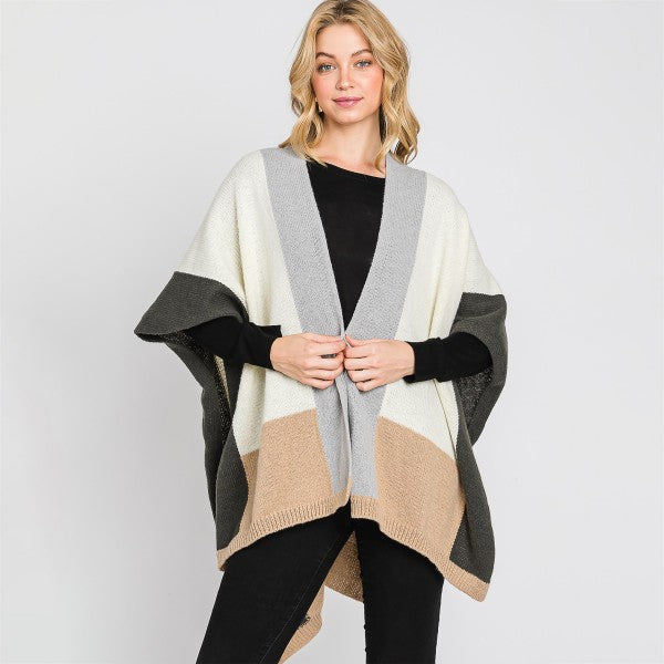 Color Block Knit Ruana