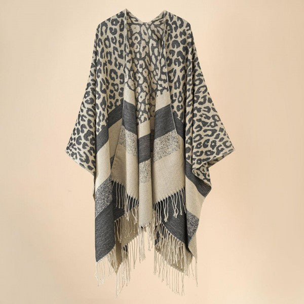 Leopard Kimono with Fringe