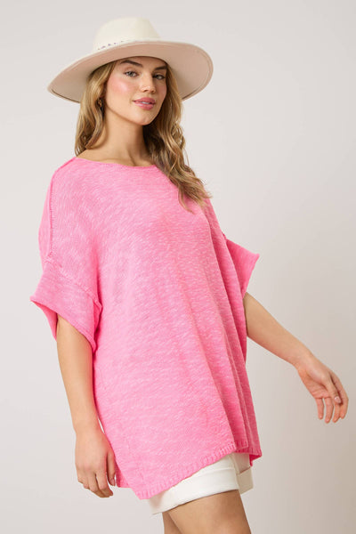 Fantastic Fawn - Short Sleeve Knit Sweater - Preorders: PINK / L