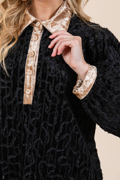 GeeGee Clothing - Velvet Lace Textured Mini Dress, MD51030: Taupe / L